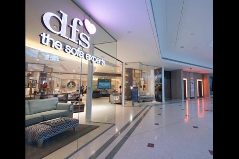 The DFS fascia as viewed from within the Bromley shopping centre